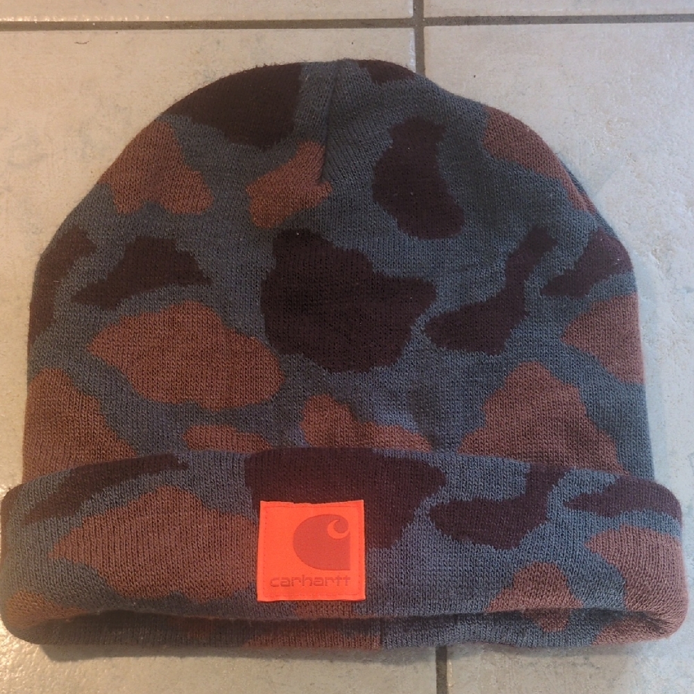 Carhartt Brown and Blue Camo Beanie